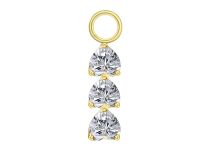 Charm pendant titane PVD gold triple cœur 3 mm