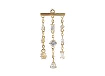 Pendentif acier doré 3 chaînes strass blanc vendu seul pour piercing
