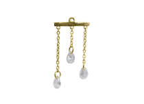 Charm piercing acier PVD gold barre avec gouttes scintillantes