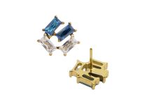 accessoire threadless titane doré strass rectangle bleu blanc