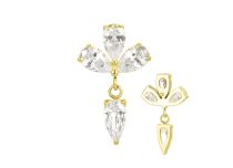 Accessoire interne Titane pvd gold 0.9 motif 3 pétales pendant strass | iTC