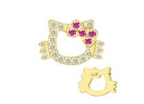 Accessoire interne Titane Pvd Gold 0.9 motif chat kawaii strass blanc | iTC