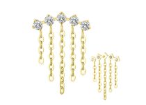 Accessoire interne Titane pvd gold 0.9 motif 5 strass chaine blanc | iTC