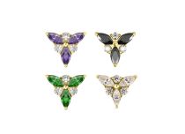 Accessoire interne titane PVD gold motif triade strass blanc