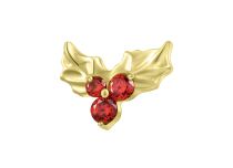 Accessoire interne Titane pvd gold 0.9 motif feuille de gui strass rouge | iTC