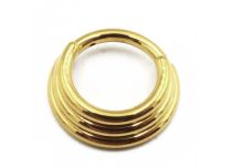 anneau piercing titane PVD gold motif jalonné 
