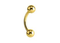Bijou oreille titane doré 1,2x8 et 1,2x10 mm avec boules 3 mm