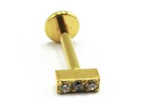 Labret Titanium PVD Gold Internal Sterile Pattern Bar 3 Strass | Itc