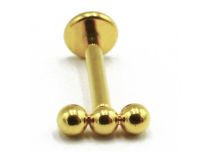 Labret Titanium PVD Gold Wewnętrzny sterylny wzór 3 proste kulki | Itc