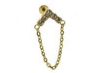 Labret Titane PVD Gold Interne Stérile motyw Chevron à Chainette | Itc