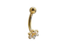 Banane piercing titane PVD Gold fleur 7 strass stérile
