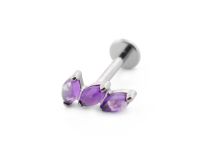 Labret Titane Interne Stérile motyw Marquise 3 Pierres Naturelles Colorés | Itc