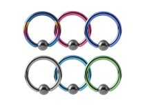 Kolorowy pierścień tytanowy Hematite Ball 4 mm | Itc