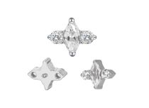 Accessoire interne titane ASTM-F136 motif losange strass blancs vissage interne