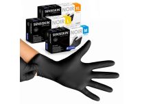 Bo&icirc;te de 100 gants nitrile noirs non poudr&eacute;s SENSISKIN